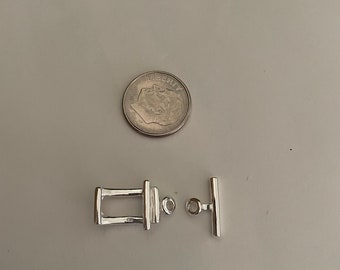 Rectangle  Sterling Silver Bracelet Necklace Clasp Toggle