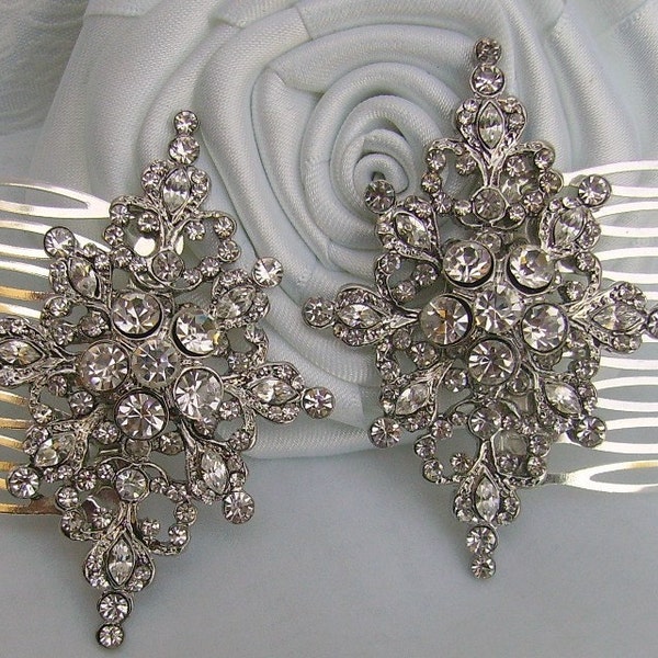 Art Deco Inspired Rhinestone Hair Combs by Romancing the Bling