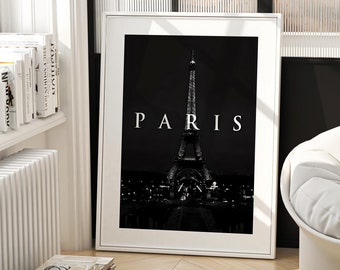 エッフェル塔プリント：パリ建築写真、白黒（デジタルダウンロード）