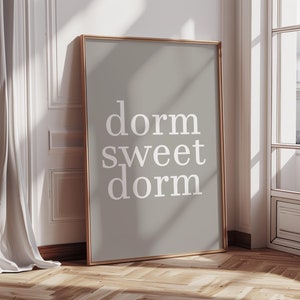 dorm sweet dorm print | dorm decor for college girls | retro wall art | dorm wall art | typography print | beige wall art | digital print