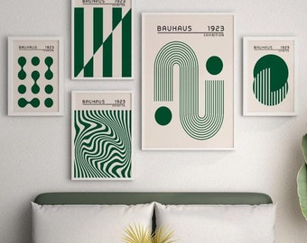 Bauhaus 1923 Print Set: Green Geometric Minimalist Art (Digital Download)