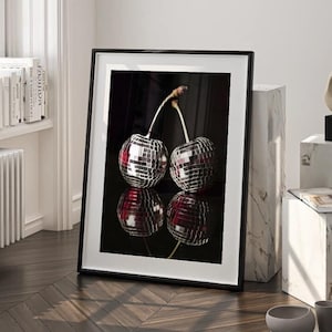 Disco Cherries Art Print: Retro Dorm Room Decor (Digital Download)