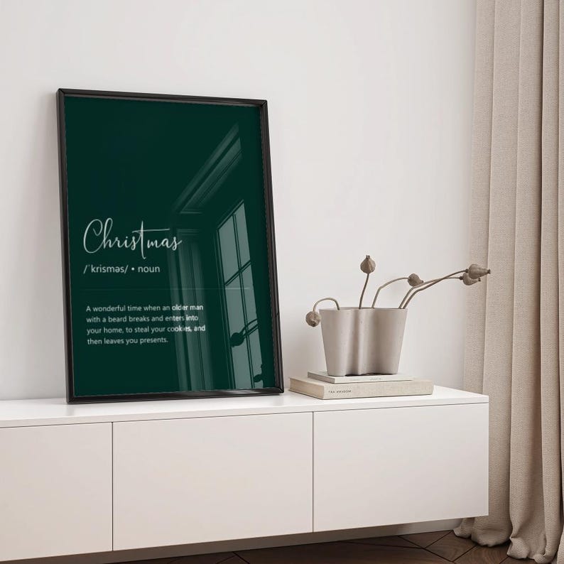 Green Christmas Definition Print, Definition Poster Printable, Xmas Art