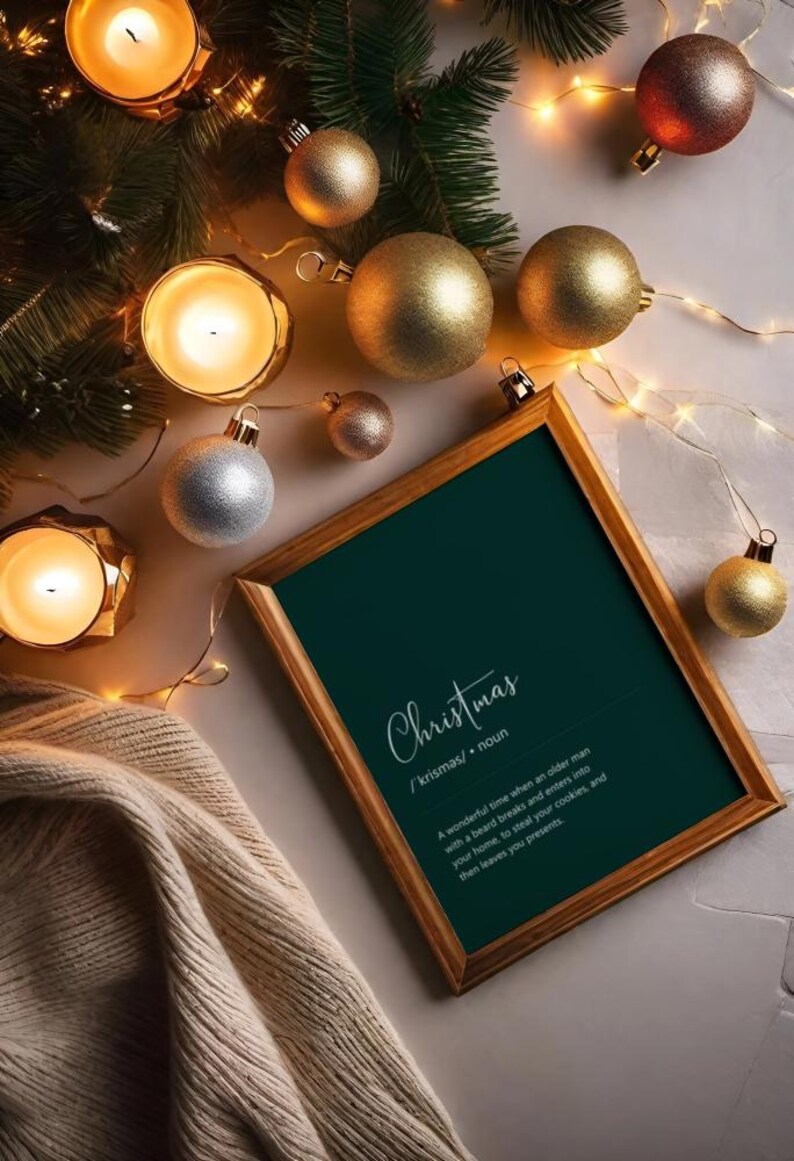 Green Christmas Definition Print, Definition Poster Printable, Xmas Art