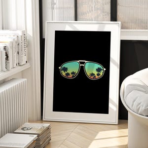 Tropical Sunglasses Wall Art: Retro Aviator Print (Digital Download)
