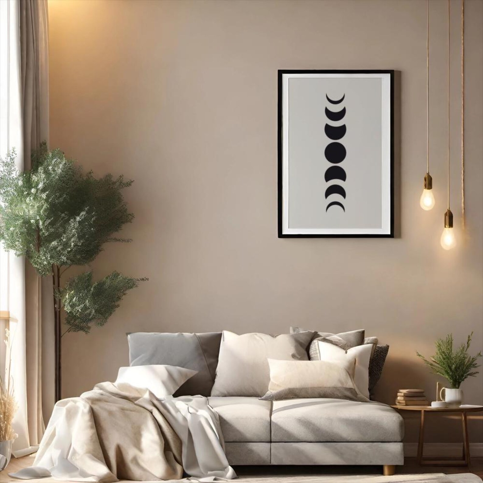Minimalist Moon Phase Wall Art: Boho Celestial Decor (digital Download ...