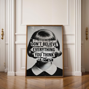 Minimalistiskt konsttryck: 'Tro inte på allt du tänker' (digital nedladdning)