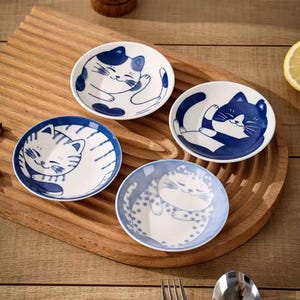 Japanse stijl keramische dessert saus bord creatieve schattige cartoon gelukskat patroon waterdruppel vorm fruit sushi borden
