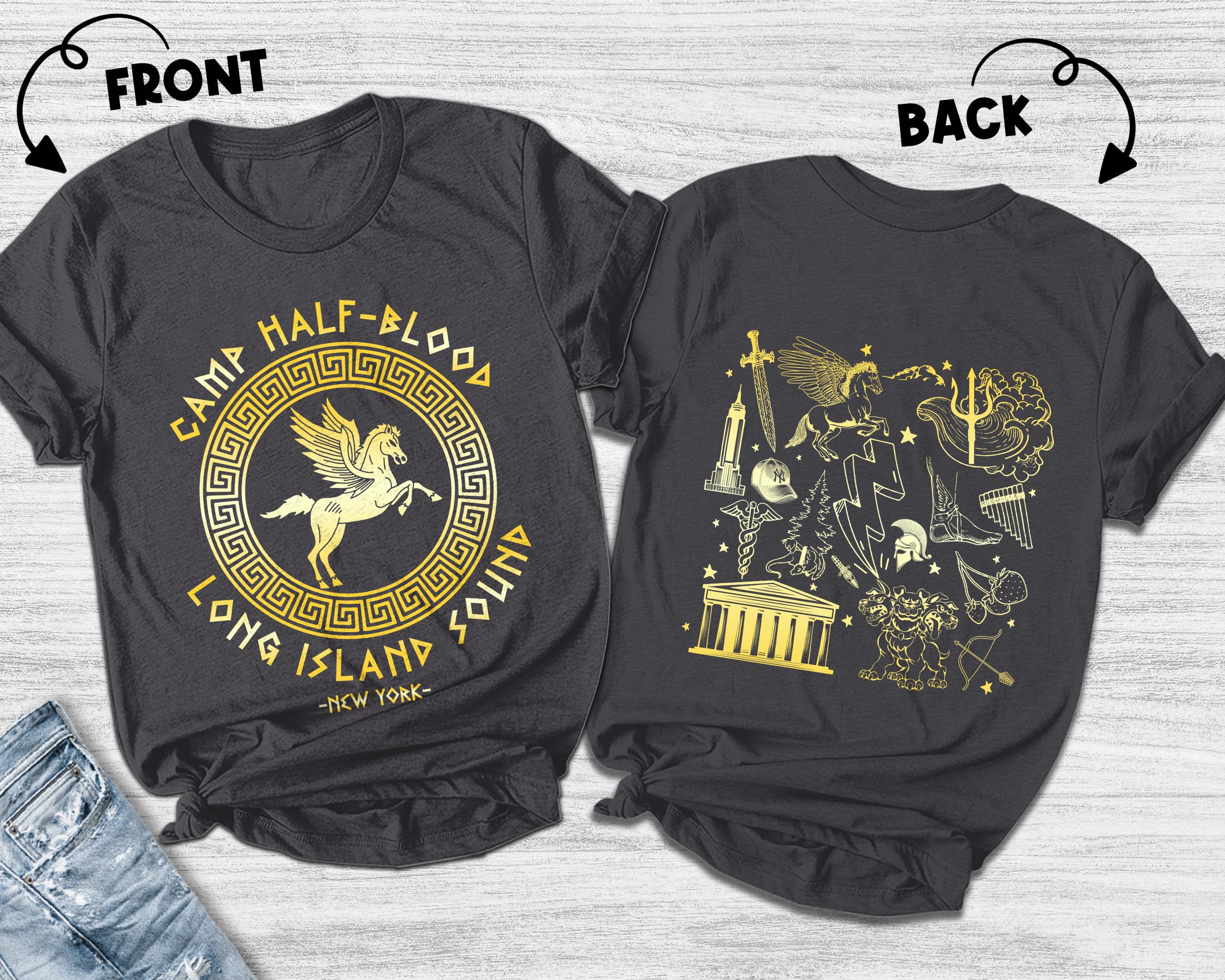 Camp Half Blood, Héroes de Olympus, Percy Jackson, Mitología Griega Cabinas, Long Island Sound Camping, Grupo Matching Camiseta Doble Cara