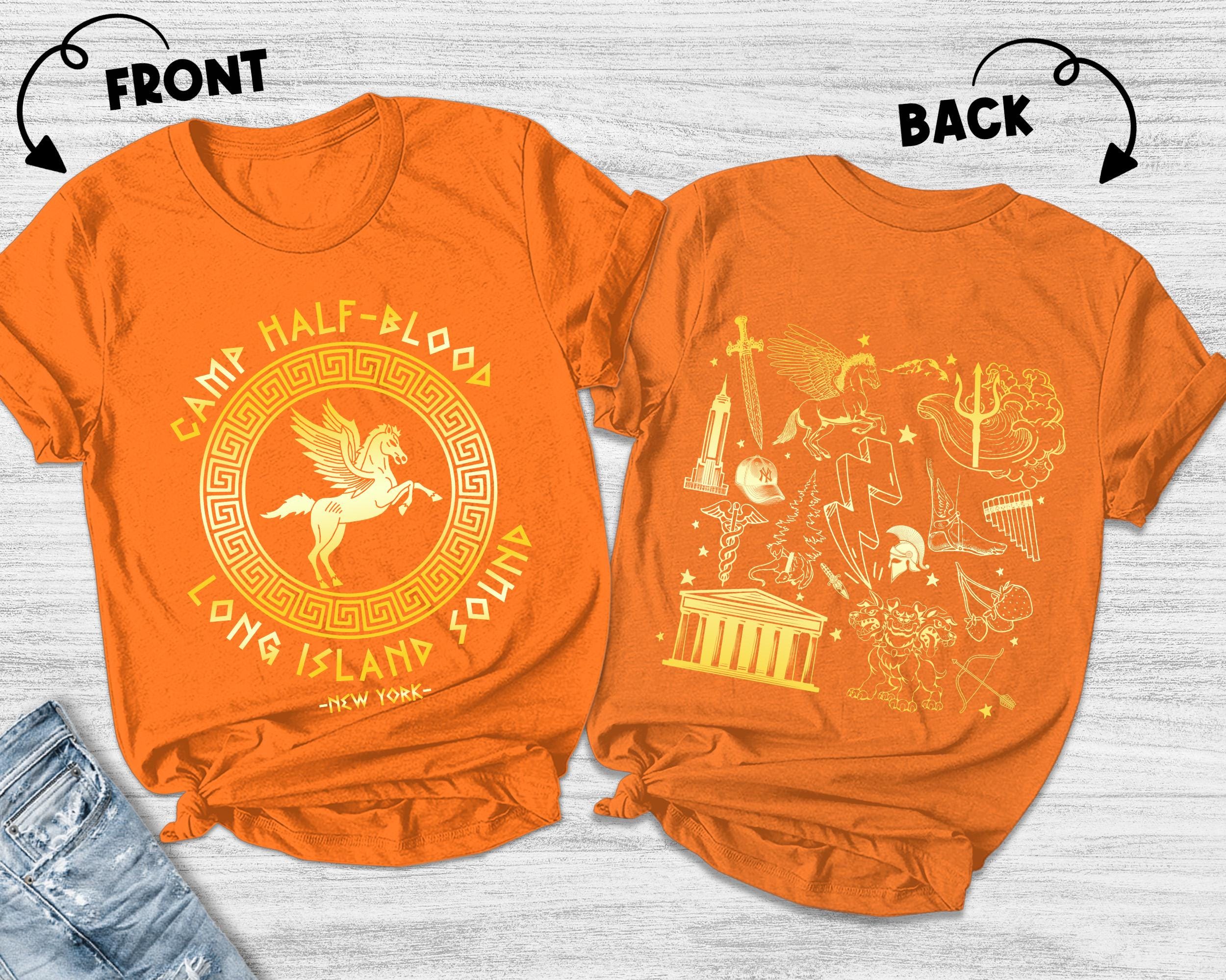 Camp Half Blood, Héroes de Olympus, Percy Jackson, Mitología Griega Cabinas, Long Island Sound Camping, Grupo Matching Camiseta Doble Cara