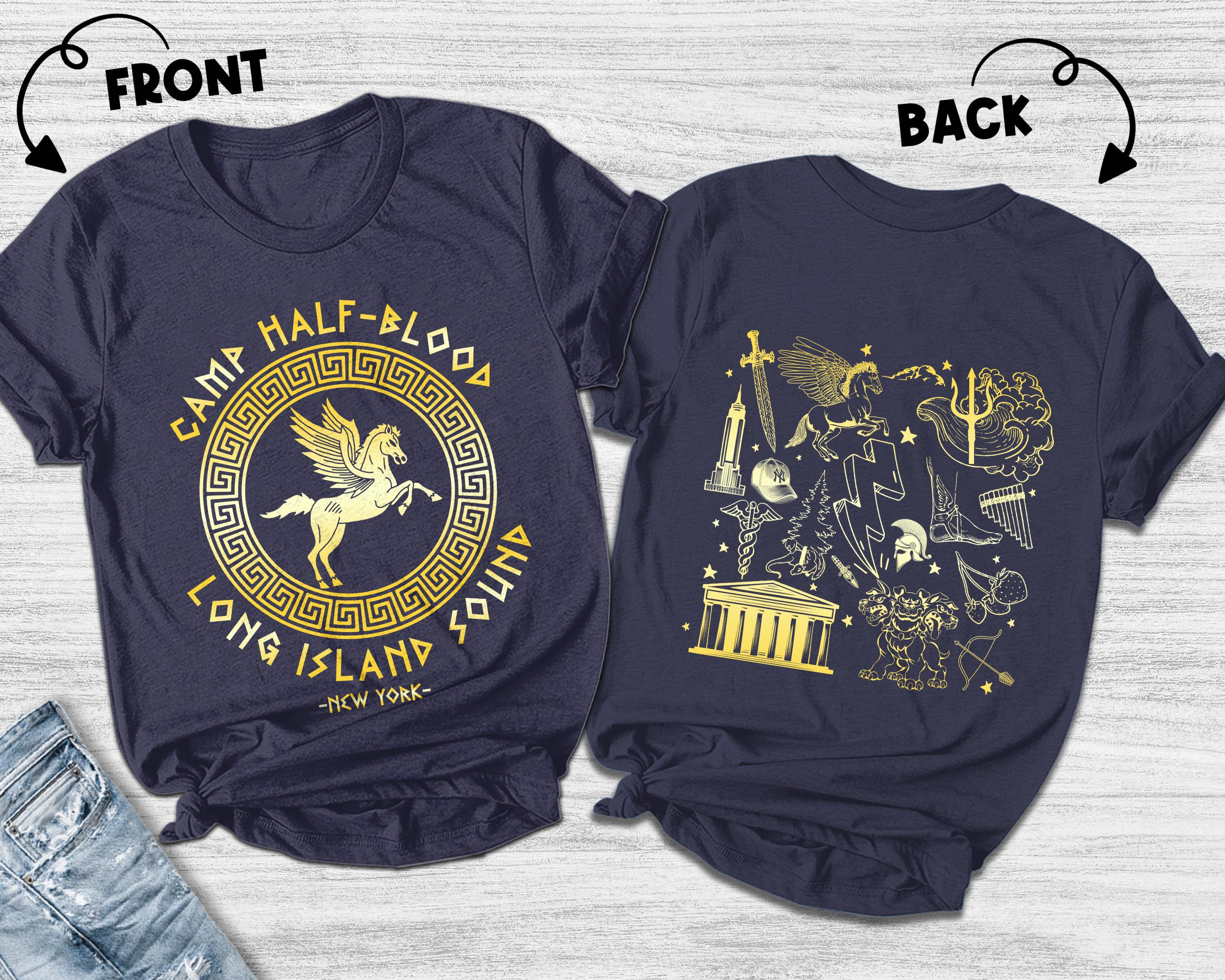 Camp Half Blood, Héroes de Olympus, Percy Jackson, Mitología Griega Cabinas, Long Island Sound Camping, Grupo Matching Camiseta Doble Cara