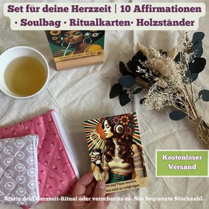 Affirmationskarten & Ritualkarten Set|Achtsamkeit positive Gedanken|Selbstfürsorge Geschenk Frauen| Geschenk Achtsamkeit Soul Sister Box