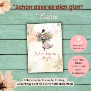 Digitale Muttertagskarte Dankeschön Karte zum Ausdrucken für Mama Freundin Printable Grußkarte PDF und PNG