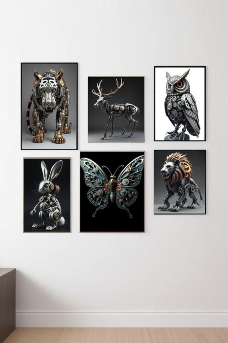 Steampunk Animal Collection 30 Scifi Prints Mechanical Creature Decor