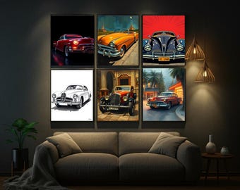 Retro Car Art Prints: Classic Automotive Wall Decor (Digital Download)