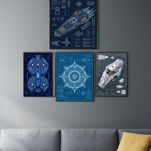 Evocative blueprint scene merging architectural elements with mechanical designs. This digital art print brings the essence of technical drawing to your room, for those seeking to celebrate the beauty of human ingenuity and precision engineering.