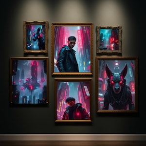Cyberpunk Cityscape Art Collection | 30 Futuristic Urban Prints | High-Tech Dystopian Deco | Digital Download | Sci-Fi Neon Skyline Wall Art