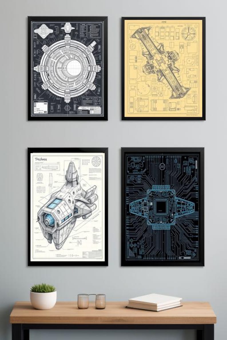 Mesmerizing blueprint-inspired print with a harmonious blend of mechanical components and schematic layouts. This digital download offers a focal point of technical artistry, perfect for infusing your space with the aesthetics of engineering.