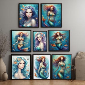Mermaid Art Prints: Coastal Fantasy Collection (Digital Download)