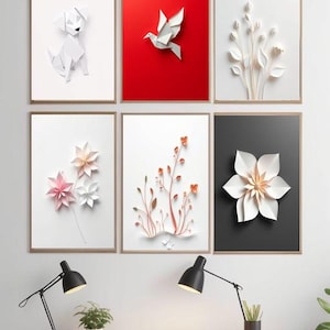 Origami Art Collection | 22 Japanese Paper Folding Prints | Zen-Inspired Decor | Digital Art Download | Meditative Room Aesthetic | Wall Art