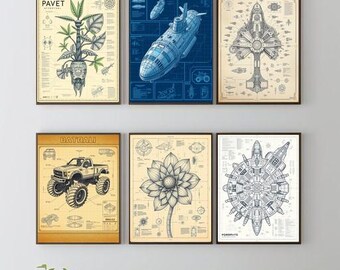 Technical Blueprint Art Prints: Engineering Decor (Digital Download)