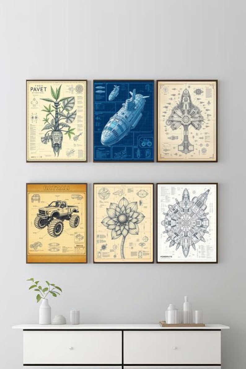 Striking blueprint artwork showcasing intricate technical details of a classic invention. This digital print embodies the essence of engineering precision, perfect for creating an atmosphere of innovation and creativity in any space.