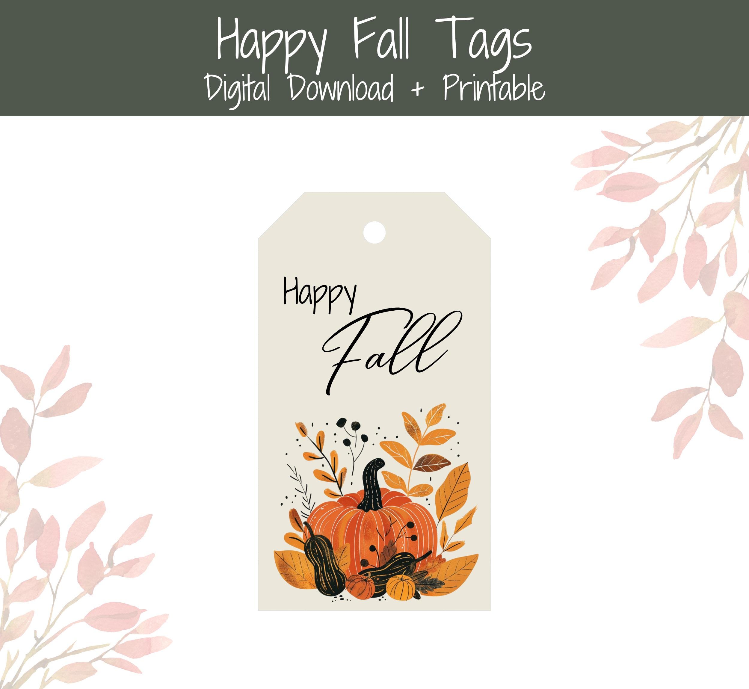 Happy Fall Printable Gift Tags, Fall Pumpkins Gift Tags, Fall Tags ...