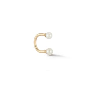 Pearl Curved Barbell Belly Ring in 14k Gold