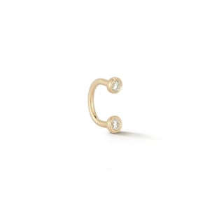 Diamond Curved Barbell Belly Ring in 14k Gold