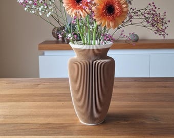 Jarrón Amsterdam | Jarrón minimalista moderno 3D | Jarrón decorativo | Florero | Impermeable | Jarrón acanalado | Inserto de vidrio | Bioplástico | 22 cm