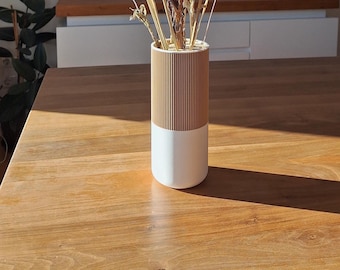 Jarrón MAASTRICHT | Jarrón minimalista moderno 3D | Jarrón decorativo | Florero | Impermeable | Jarrón cilíndrico | Inserto de vidrio | Bioplástico | 20 cm