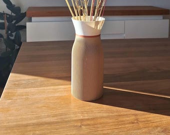 Jarrón ZWOLLE | Jarrón minimalista moderno 3D | Jarrón decorativo | Florero | Impermeable | Jarrón cilíndrico | Inserto de vidrio | Bioplástico | 22 cm