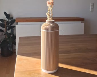 Jarrón ROTTERDAM | Jarrón minimalista moderno 3D | Jarrón decorativo | Florero | Impermeable | Jarrón cilíndrico | Inserto de vidrio | Bioplástico | 27 cm