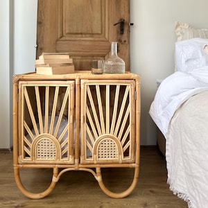Hug Clear Rattan Mini Console Cabinet | Handwoven Small Storage Unit | Boho Natural Furniture by Lo-Fi House | Vintage Rustic Mini Console
