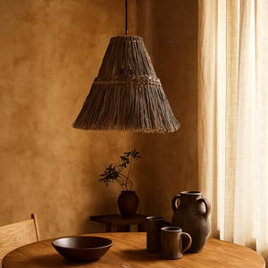Rasta Wicker Pendant Light – Handmade Natural Seagrass Lamp, Boho Ceiling Lighting Fixture, Rustic Rattan Shade for Cozy Interiors