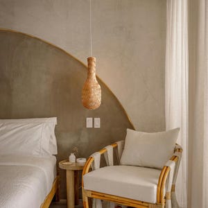 Natural Bamboo Hanging Light, Handmade Woven Pendant Lamp, Eco Friendly Ceiling Light,Boho Home Lighting, Bamboo Wicker Light, Rustic Lamp