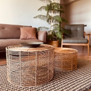 Natural Rattan Side Table | Handmade End Table | Eco-Friendly Nightstand | Sustainable Home Decor | Boho Living Room Furniture