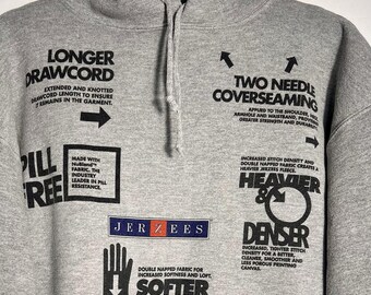 Vintage Rare Jerzees Super Sweats Promotional Hoodie Gray Y2K Size XL