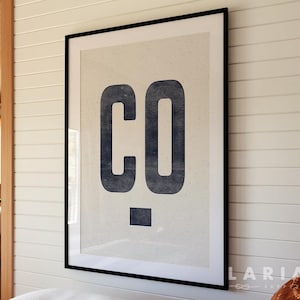 Impresión de póster de Colorado, decoración de xilografía de estilo vintage, impresión de Colorado de la marina, arte estatal, decoración occidental, obra de arte con la abreviatura de Colorado, póster enrollado