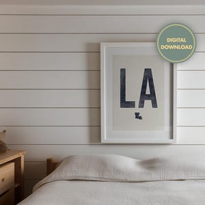 Téléchargement d'impression de l'État de la Louisiane, affiche des abréviations de LA, décoration murale contour de l'État, oeuvre d'art numérique vintage de la gravure sur bois, art de l'État de la Louisiane