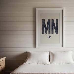 Impresión de póster del estado de Minnesota, arte mural vintage de Minnesota, xilografía estatal, obra minimalista del estado, decoración clásica del hogar de Minnesota