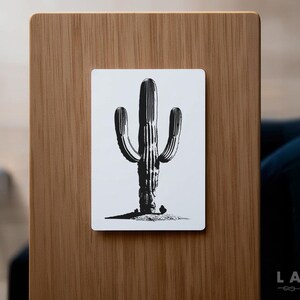 Cartes postales Saguaro Cactus, Carte noir et blanc, Carte de bébé à contraste élevé, Carte d'apprentissage minimaliste, Art de cactus estampé, Art occidental