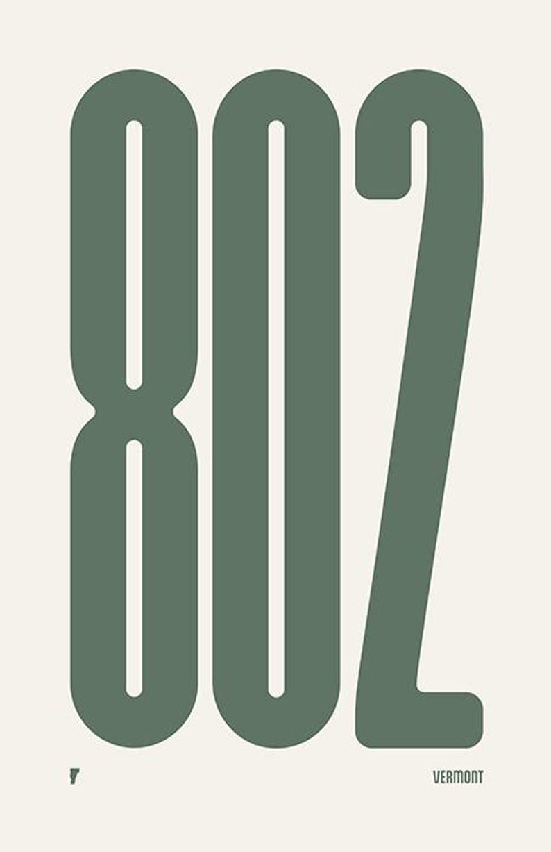 802 Area Code 802 Area Code Poster Digital Download, Vermont State Artwork ...