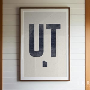 Impresión de póster de Utah, decoración de xilografía de estilo vintage, impresión de UT de la marina, arte estatal, decoración occidental, obra de arte con la abreviatura de Utah, póster enrollado