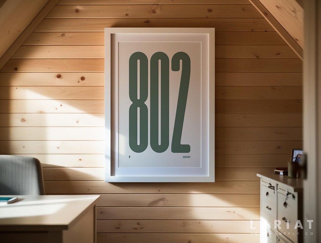 802 Area Code 802 Area Code Poster Print, Vermont State Artwork, Minimalist Modern ...