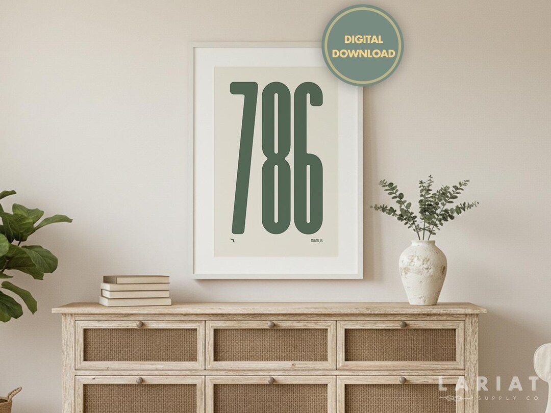 786 Area Code Poster Download, Miami Print, Florida Artwork ...