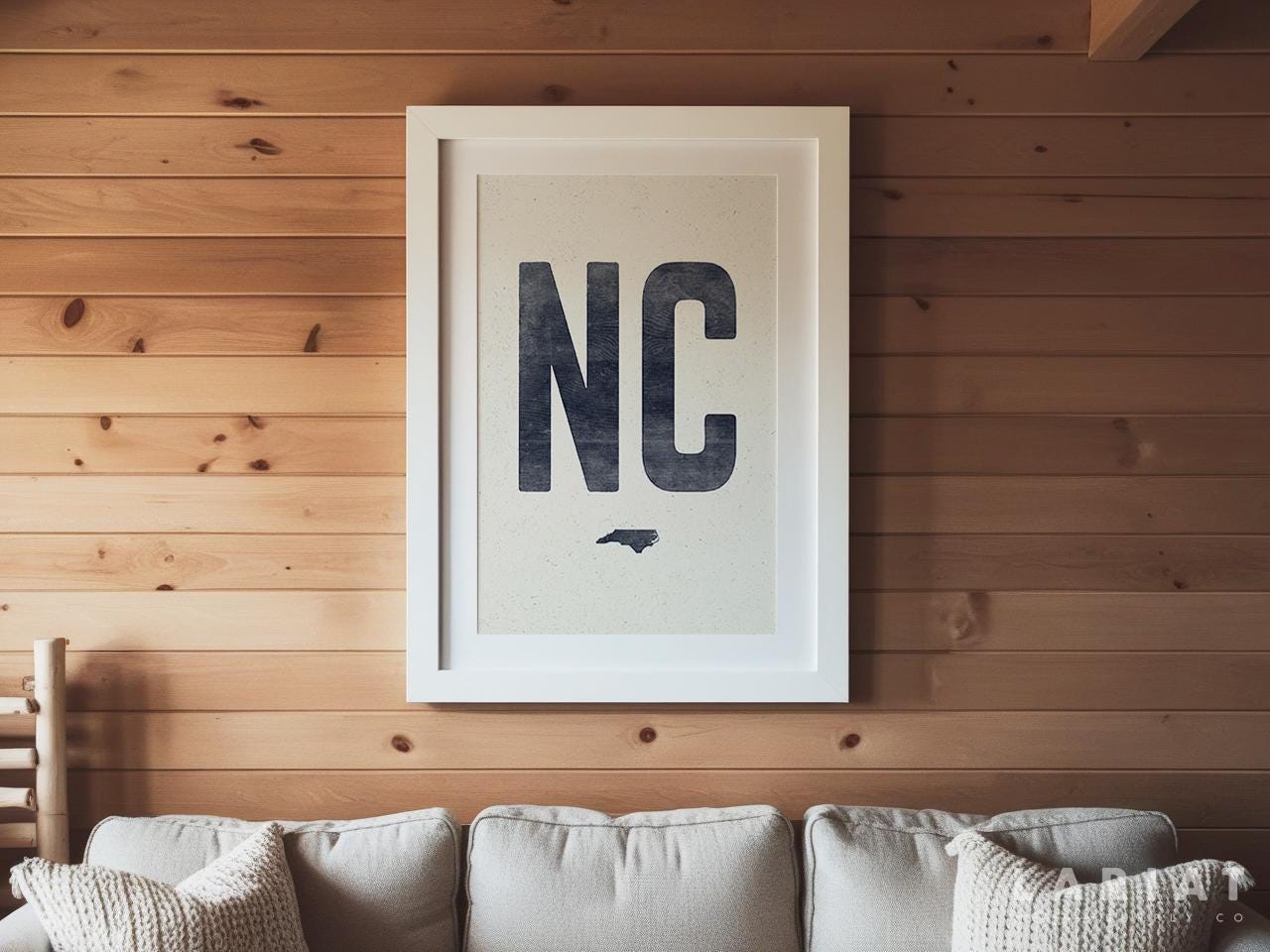 North Carolina Poster Print, NC Abbreviation Poster, State Outline Print, Vintage Style Wall Art, Distressed Artwork, Woodcut Home Decor
