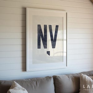 Nevada State Poster Print, Distressed Nevada Print, NV Abbreviation Wall Art, Nevada State Rolled Poster Print, Vintage Woodcut Artwork