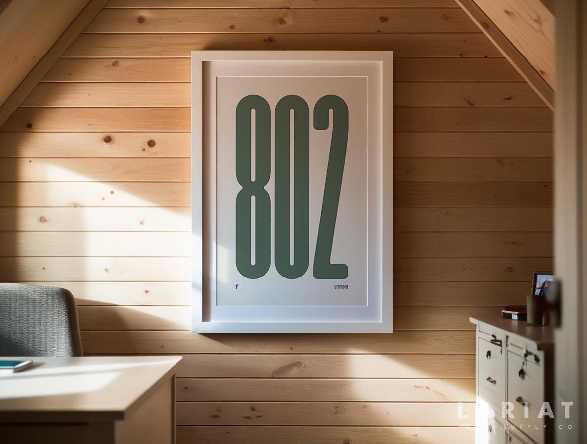 802 Area Code Poster Digital Download, Vermont State Artwork ...