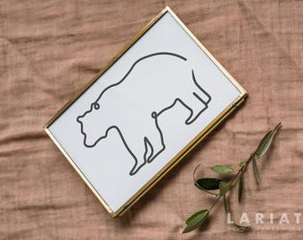 Brown Bear Minimalist Western Print Art, Southwestern Nature Art, Bear Illustration Home Nursery Décor, Modern Mountain Artwork